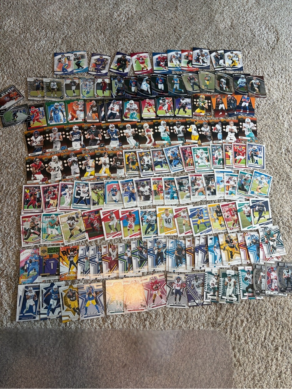 Lot of 140 - 2017-2025 Panini football cards with rookies & parallels inserts